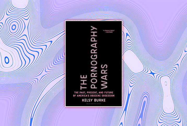 The book cover for The Pornography Wars is against a purple background.
