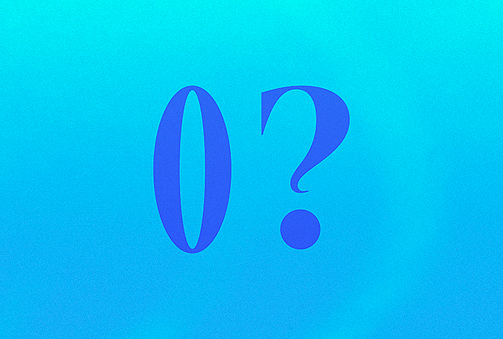 A blue zero next to a blue question mark against a blue background.