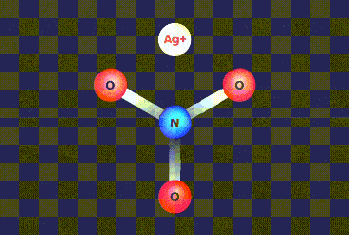 The silver nitrate molecule diagram.