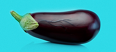 An eggplant representing a veiny penis.