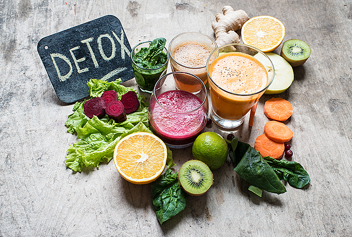 A plethora of detoxifying foods and drinks.