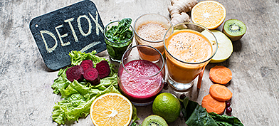 A plethora of detoxifying foods and drinks.