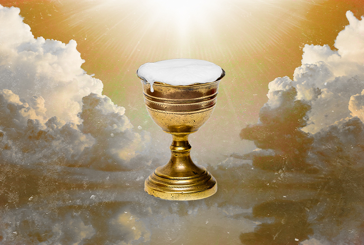 A golden chalice in the sky brimming with semen.