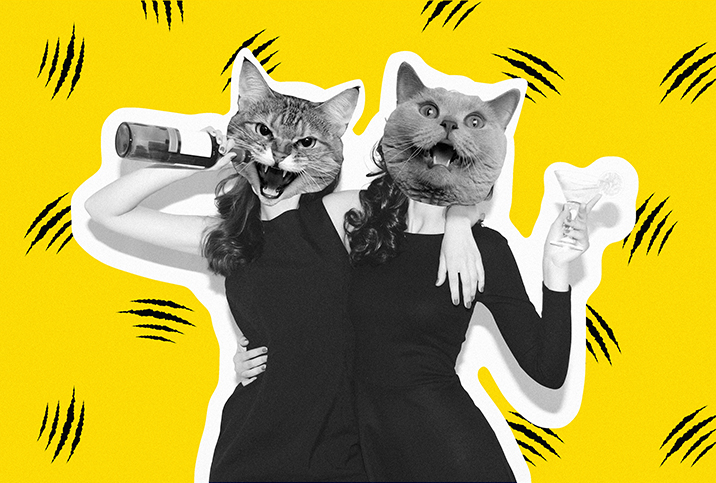 two-cat-heads-atop-womens-bodies-partying