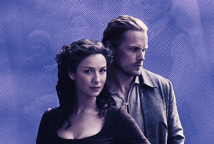 Outlander-characters-posing-against-purple-background