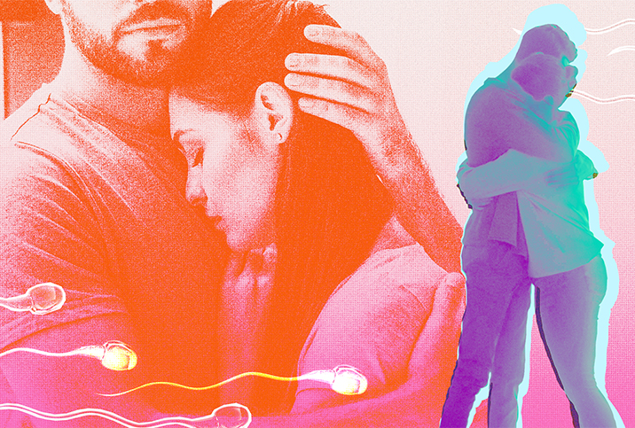 Two-couples-with-secondary-infertility-issues-embrace