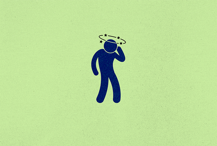 A blue stick figure cycles through a number of physical ailments. 