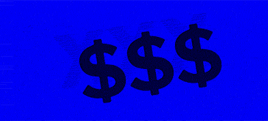 Red XXX text flashes over three dollar signs on a blue background.