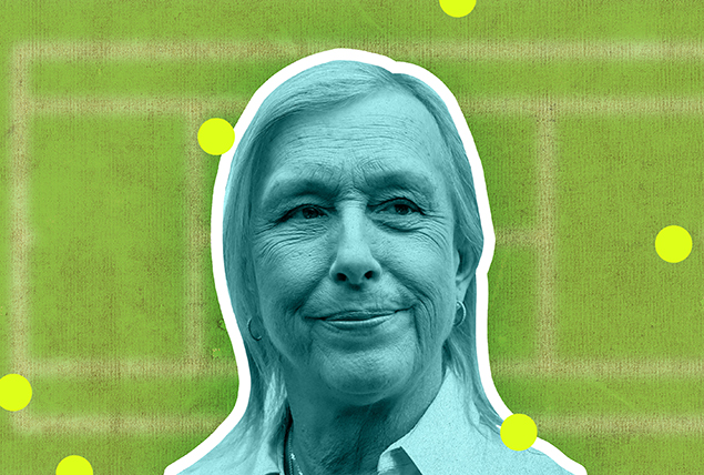 A green image of Martina Navratilova sits on a lime green background.