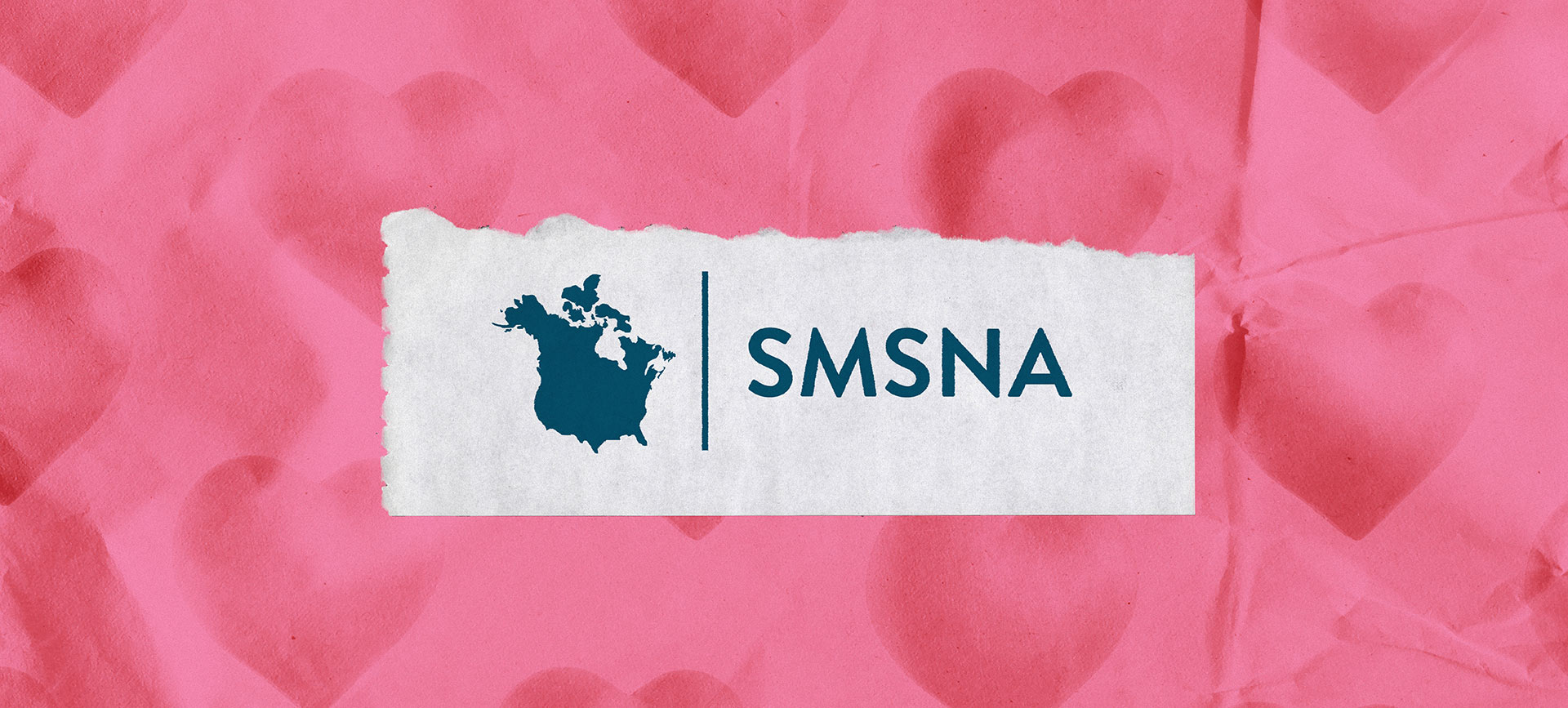 The logo for the Sexual Medicine Society of North America is against a pink background of faded hearts.