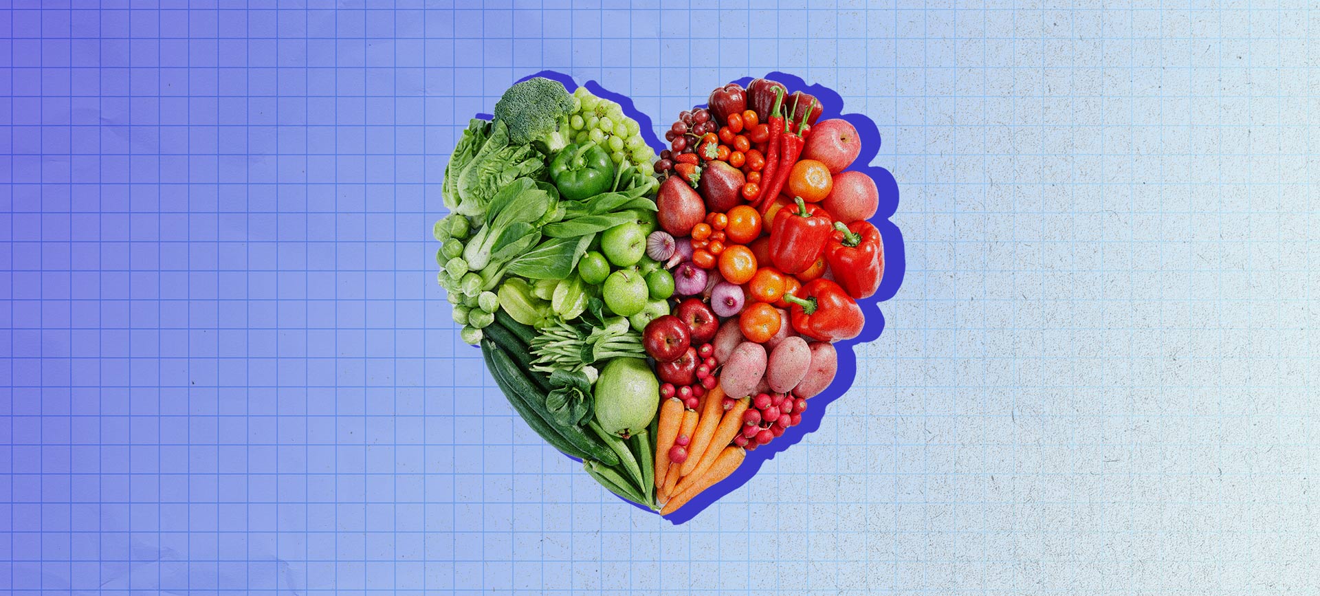 Vegetables are arranged in a heart.