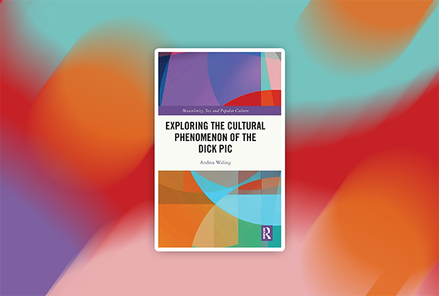 "exploring the cultural phenomenon of the Dick Pic" book cover on colorful marbled background