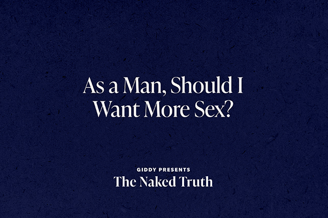The words As a Man, Should I Want More Sex? are written in white against a navy blue background.