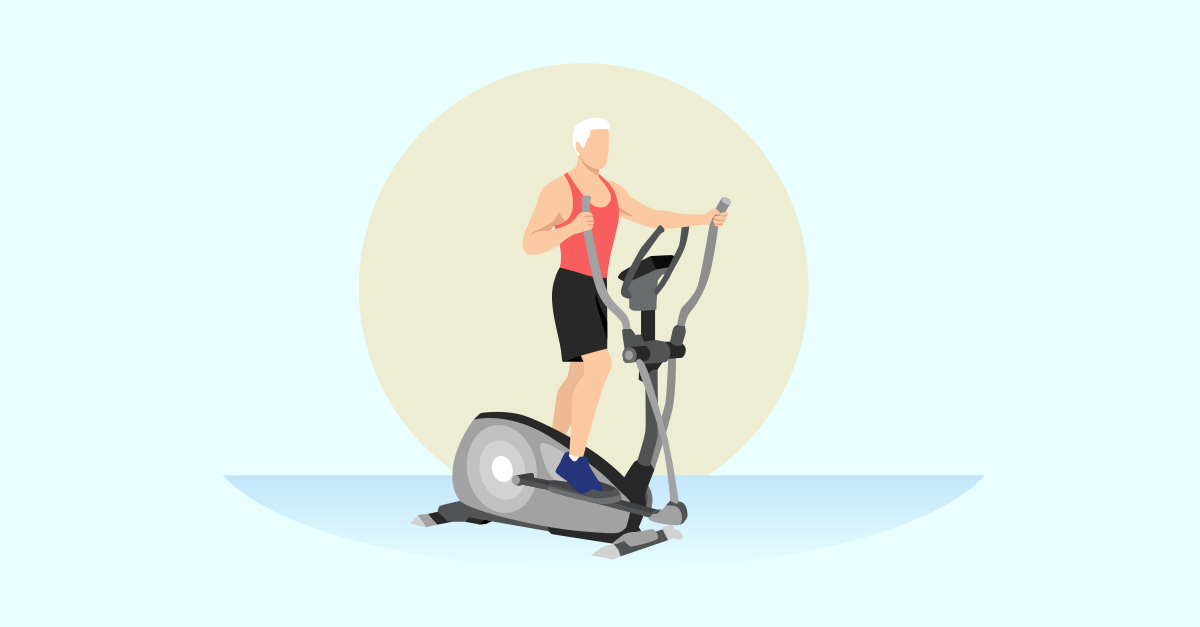 A man over 50 exercising in moderate- or high-intensity cardio intervals.