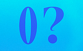 A blue zero next to a blue question mark against a blue background.