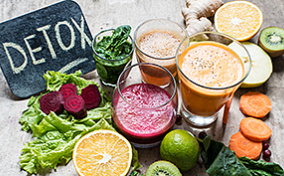 A plethora of detoxifying foods and drinks.