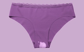 Vagina bleached underwear on a purple background.