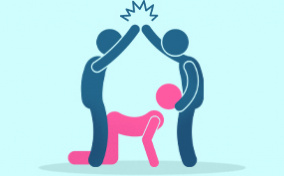 ThumbThree stick figures perform an Eiffel Tower.