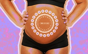 A-pregnant-belly-has-a-birth-control-calendar-superimposed-on-top