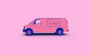 Pink-van-against-pink-background