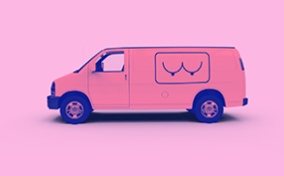 Pink-van-against-pink-background