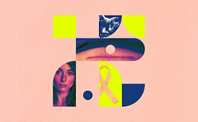 A collage of a woman and her scar from fibroid surgery.