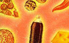 Multiple foods that are bad for your prostate are highlighted in yellow against an orange background.