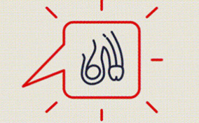 A square chat bubble with red lines around it has a drawing of a penis and testicles in the center.