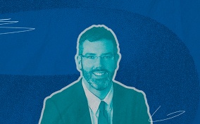 A teal-tinted image of Jean-Charles Beriau is against a blue background.